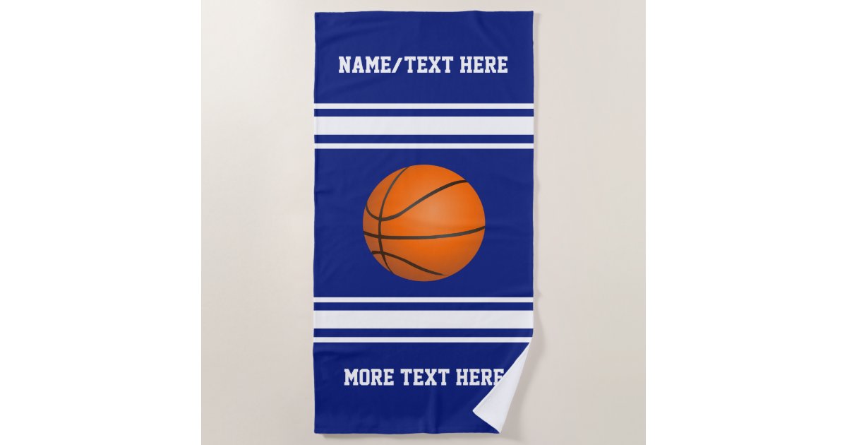 Basketball Player Name Team Name Custom Color Beach Towel