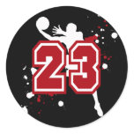 BASKETBALL PLAYER NUMBER 23 CLASSIC ROUND STICKER