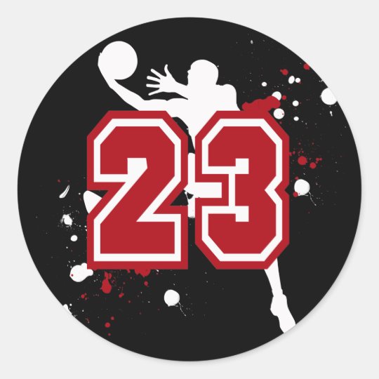 BASKETBALL PLAYER NUMBER 23 CLASSIC ROUND STICKER Zazzle