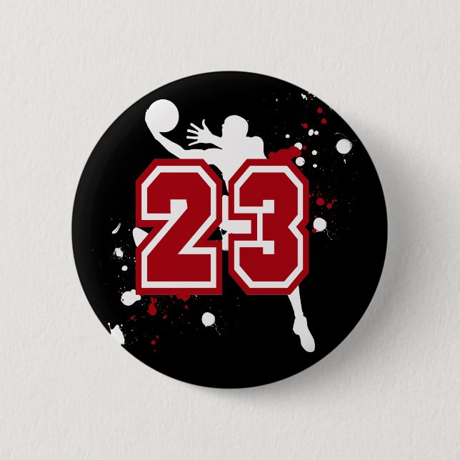 BASKETBALL PLAYER NUMBER 23 PINBACK BUTTON (Front)