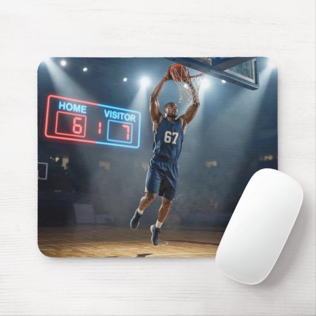 Basketball Player Number 67 Jump Shot Mouse Pad (With Mouse)
