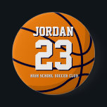 Basketball Player Number School Sports Team Button<br><div class="desc">A perfect pin for sports fans,  athletes,  players,  coach or captain of the basketball team. You can customize the wording to fit any events with this sports theme,  whether it's birthday,  championship celebration or winning party.</div>