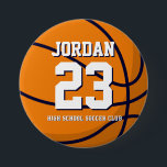 Basketball Player Number School Sports Team Button<br><div class="desc">A perfect pin for sports fans,  athletes,  players,  coach or captain of the basketball team. You can customize the wording to fit any events with this sports theme,  whether it's birthday,  championship celebration or winning party.</div>