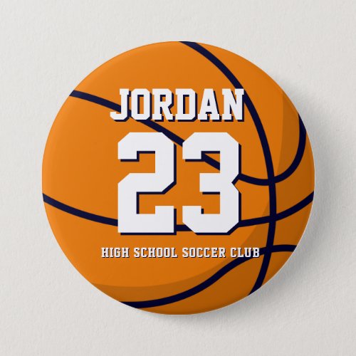Basketball Player Number School Sports Team Button