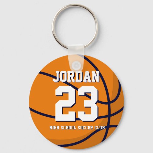 Basketball Player Number School Sports Team Keychain