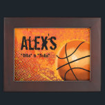 Basketball Player Personalized Custom Keepsake Box<br><div class="desc">A grunge yet elegant designer keepsake box for basketball players with customizable text. Personalize it with your own text or click the "Customize It" button to go to the design tool where you can add text,  change the font,  type size,  type color,  text positioning and more.</div>