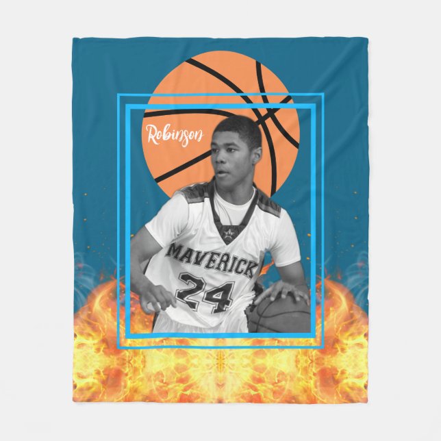 Basketball Player Personalized Photo Fleece Blanket (Front)