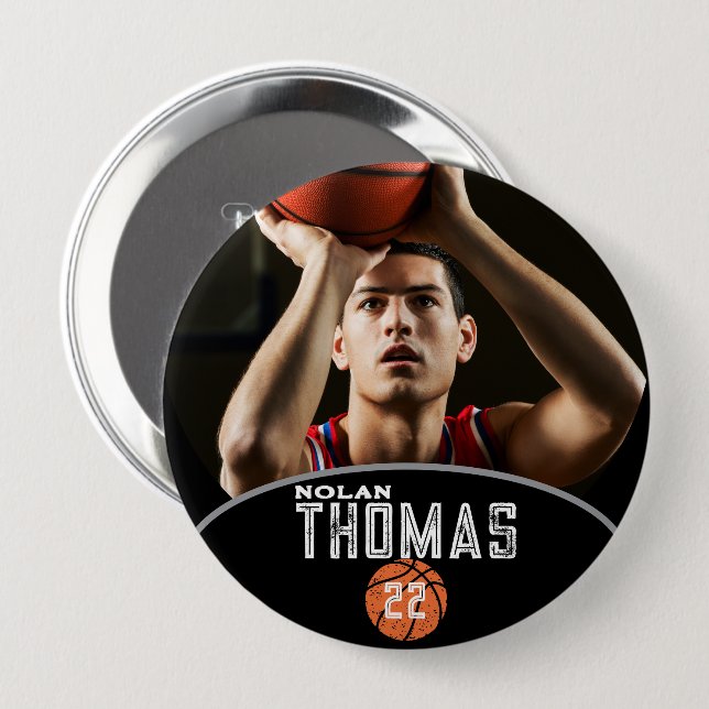 Basketball Player Personalized Picture Name Number Button (Front & Back)