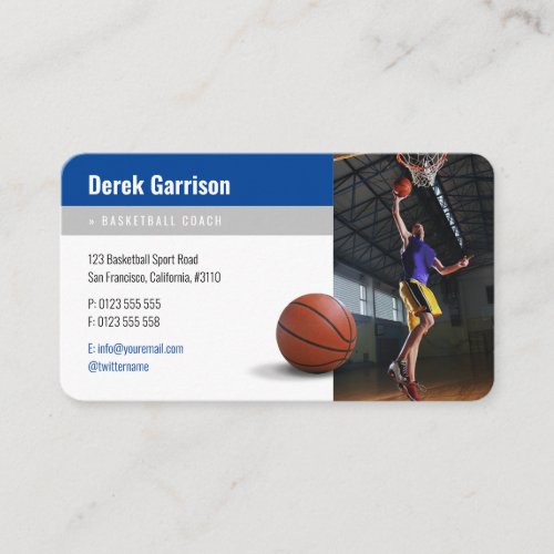 Basketball Player Photo  Basketball Coach Busines Business Card