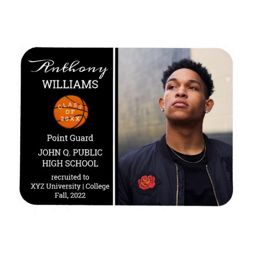 Basketball Player Photo Black  White Graduation Magnet