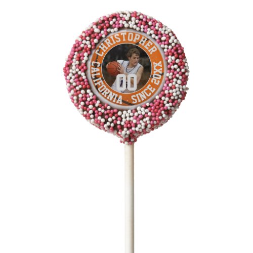 Basketball Player Photo Name and Number Chocolate Covered Oreo Pop
