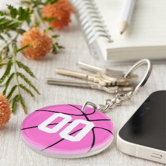 Basketball Player Pink Custom Jersey Number/Letter Keychain