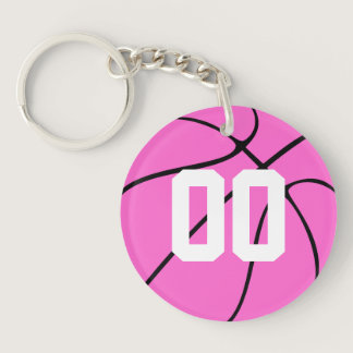 Basketball Player Pink Custom Jersey Number/Letter Keychain