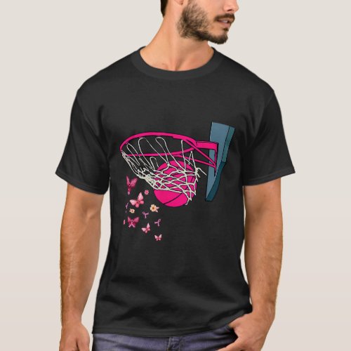 Basketball Player Pink Ribbon Breast Cancer Awaren T_Shirt