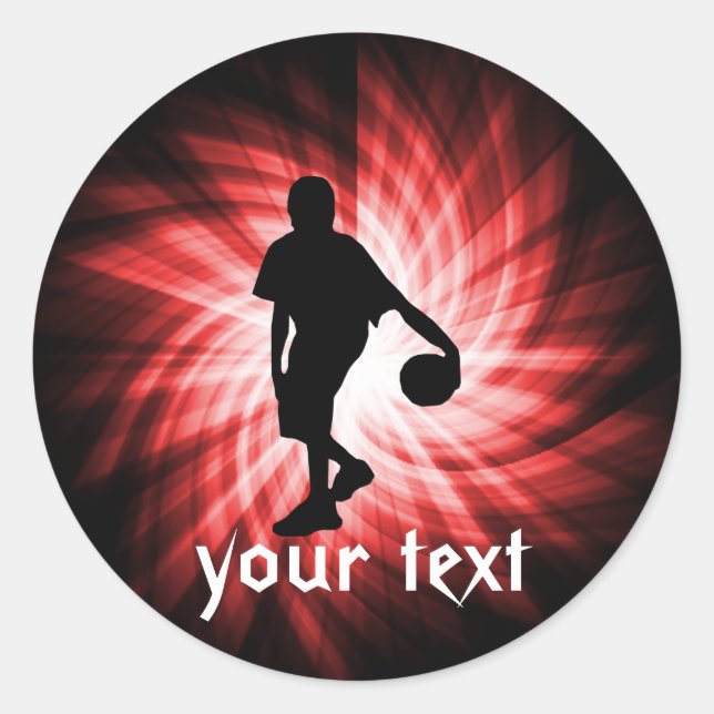Basketball Player; Red Classic Round Sticker (Front)