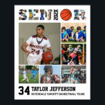 Basketball Player Senior Sports Team Photo Collage Poster<br><div class="desc">Personalized basketball senior sports photo collage for athlete and basketball player. This customizable photo gift is perfect for senior night, sports award banquet or birthday gift for your athlete son, daughter or student. It's a great way to display precious moments and memories from their sports games. The poster features a...</div>