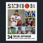 Basketball Player Senior Sports Team Photo Collage Poster<br><div class="desc">Personalized basketball senior sports photo collage for athlete and basketball player. This customizable photo gift is perfect for senior night, sports award banquet or birthday gift for your athlete son, daughter or student. It's a great way to display precious moments and memories from their sports games. The poster features a...</div>