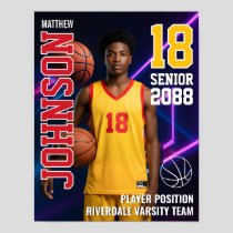 Basketball Player Senior Team Custom Photo Sports Poster