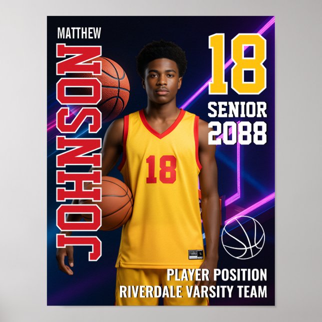 Basketball Player Senior Team Custom Photo Sports Poster (Front)
