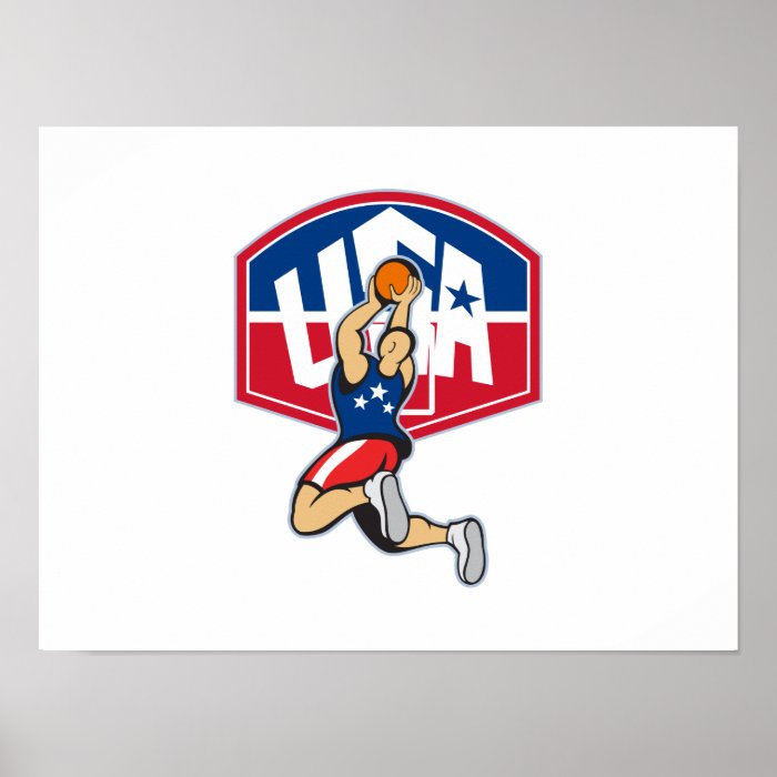 Basketball Player Shooting Jumping Ball Poster