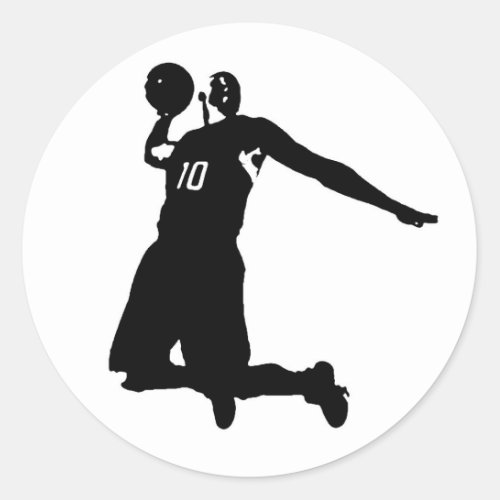 Basketball Player Silhouette Classic Round Sticker