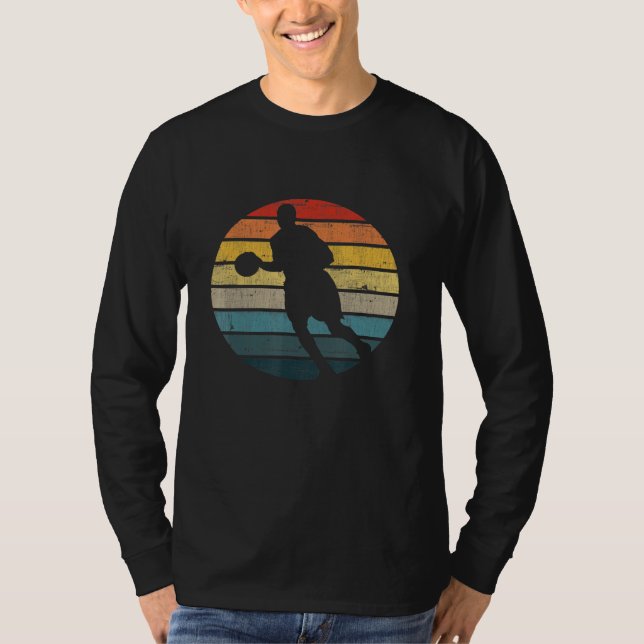 Basketball Player Silhouette On A Distressed Retro T-Shirt (Front)