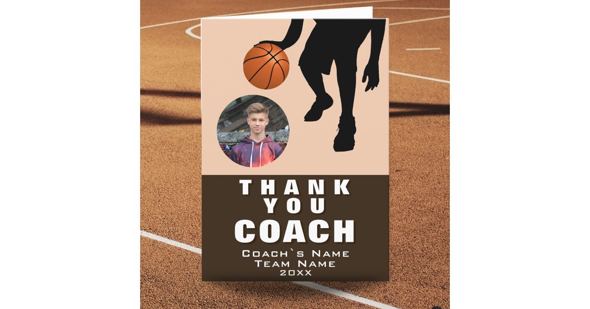 Basketball Player Silhouette Photo Coach Thank You Card | Zazzle