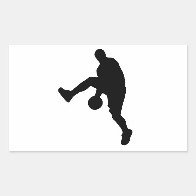 Basketball Player Silhouette Rectangular Sticker (Front)