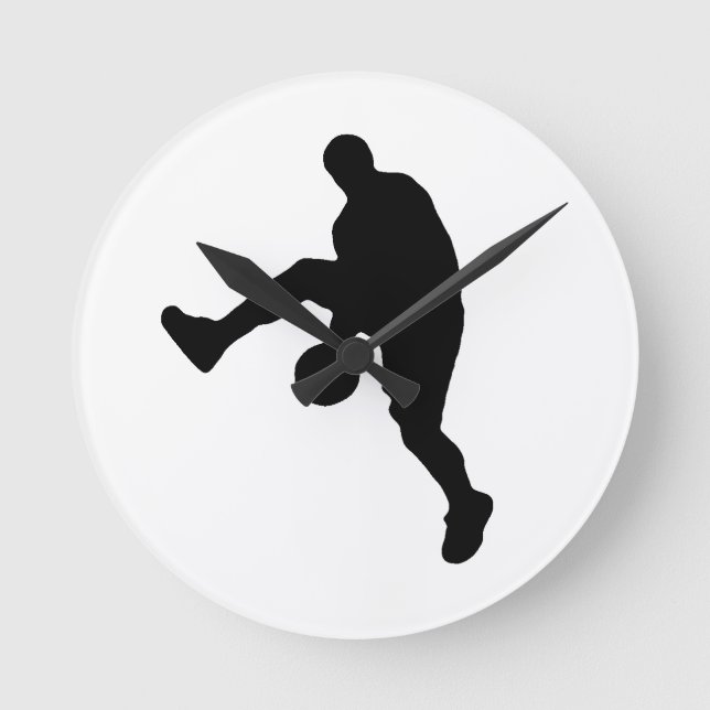 Basketball Player Silhouette Round Clock (Front)