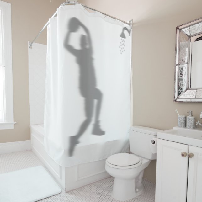 Basketball Player Silhouette Shadow Behind Shower Curtain (In Situ)