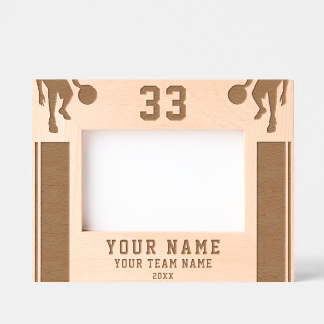 Basketball Player Silhouette Sports Keepsake Engraved Frames (Front)