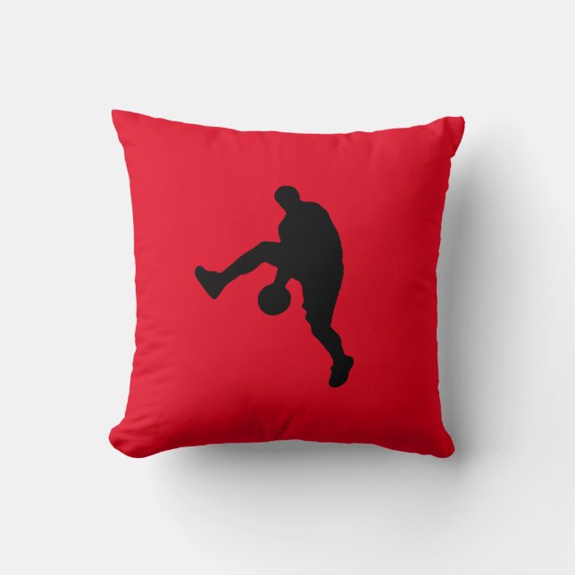 Basketball Player Silhouette Throw Pillow (Front)