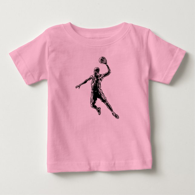 Basketball Player Slam Dunk Dark Design Baby T-Shirt (Front)