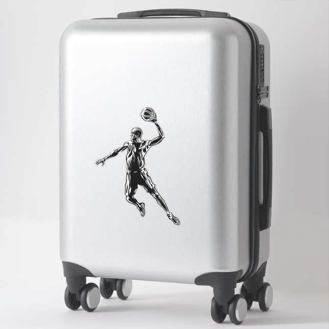 Basketball Player Slam Dunk Dark Design Sticker (Suitcase)