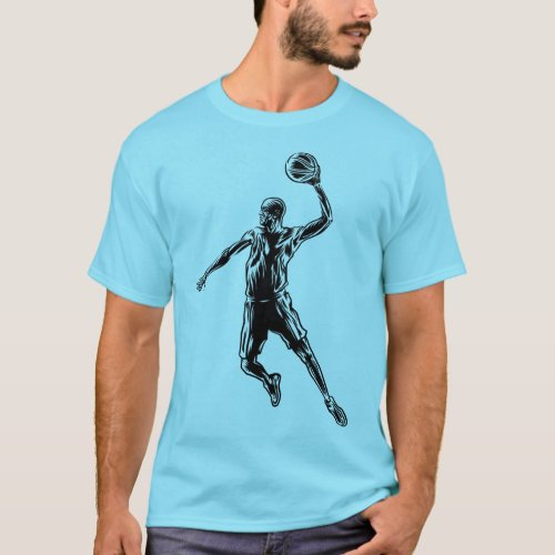 Basketball Player Slam Dunk Dark Design T_Shirt