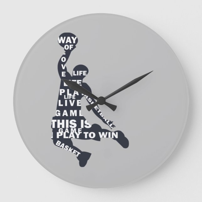 Basketball player slam dunk large clock (Front)
