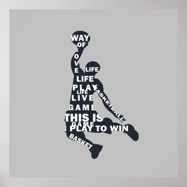 Basketball player slam dunk poster (Front)