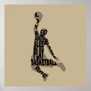 Basketball player slam dunk poster