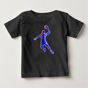 Basketball Player Slam Dunk, Red and Blue Design Baby T-Shirt