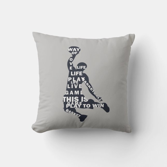 Basketball player slam dunk throw pillow (Front)