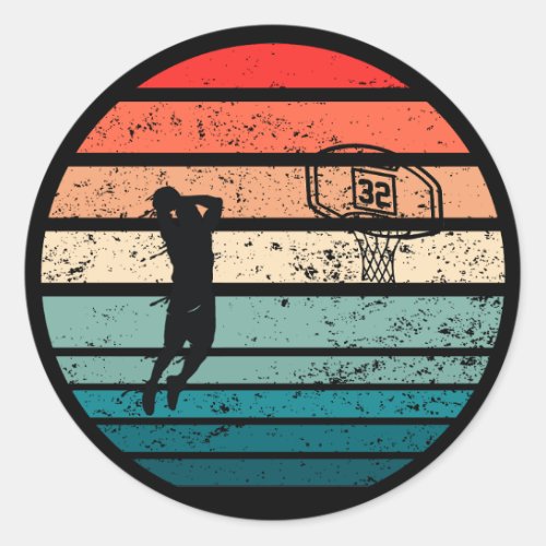 Basketball player slam dunk vintage retro sunset classic round sticker