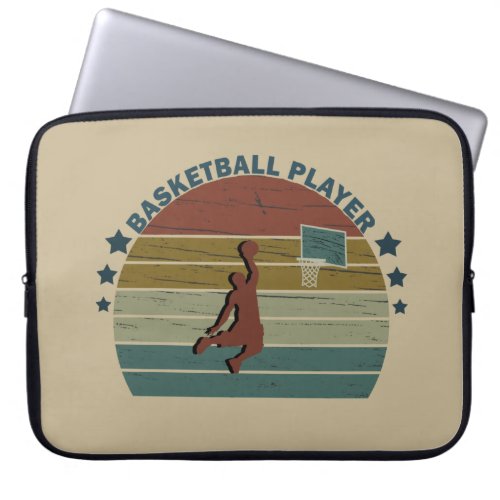 Basketball player slam dunk vintage retro sunset laptop sleeve