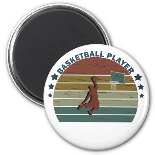 Basketball player slam dunk vintage retro sunset magnet