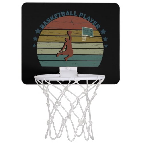Basketball player slam dunk vintage retro sunset mini basketball hoop