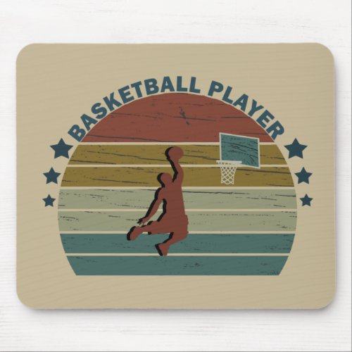 Basketball player slam dunk vintage retro sunset mouse pad