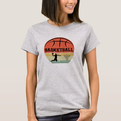 Basketball player slam dunk vintage retro sunset T_Shirt