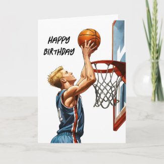 Basketball Player Slam Dunk Watercolor Birthday
