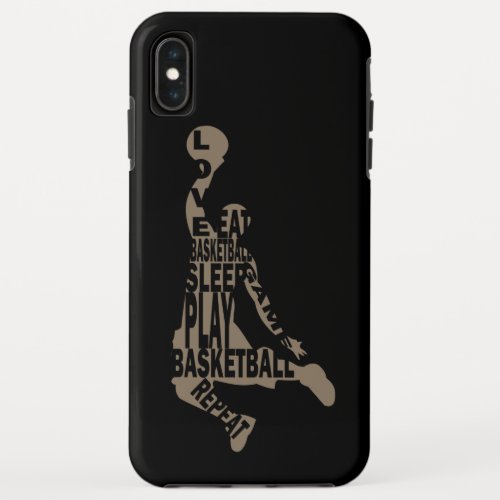 Basketball player slam dunk with full body text iPhone XS max case
