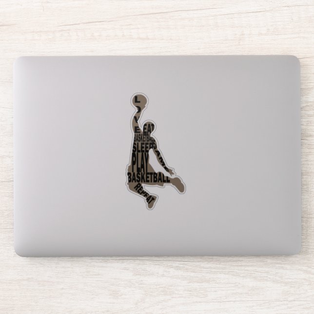 Basketball player slam dunk with full body text sticker (Computer)