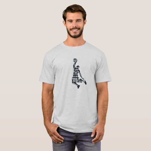 Basketball player slam dunk with full body text T_Shirt